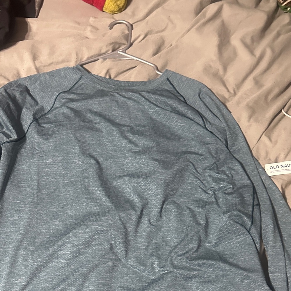 Old Navy Men's Heathered Blue Long Sleeve Tee